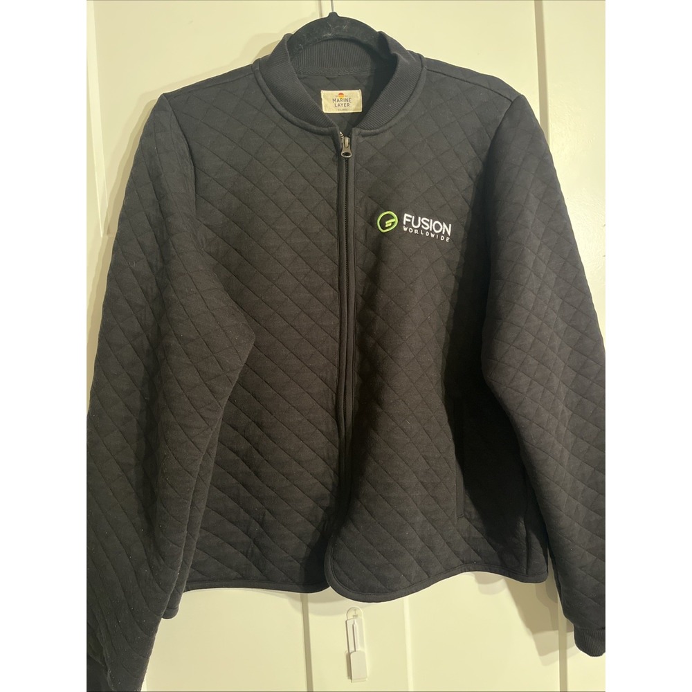 Marine Layer Women's Quilted Nautical Jacket Size XL Black Jacket Fusion Logo
